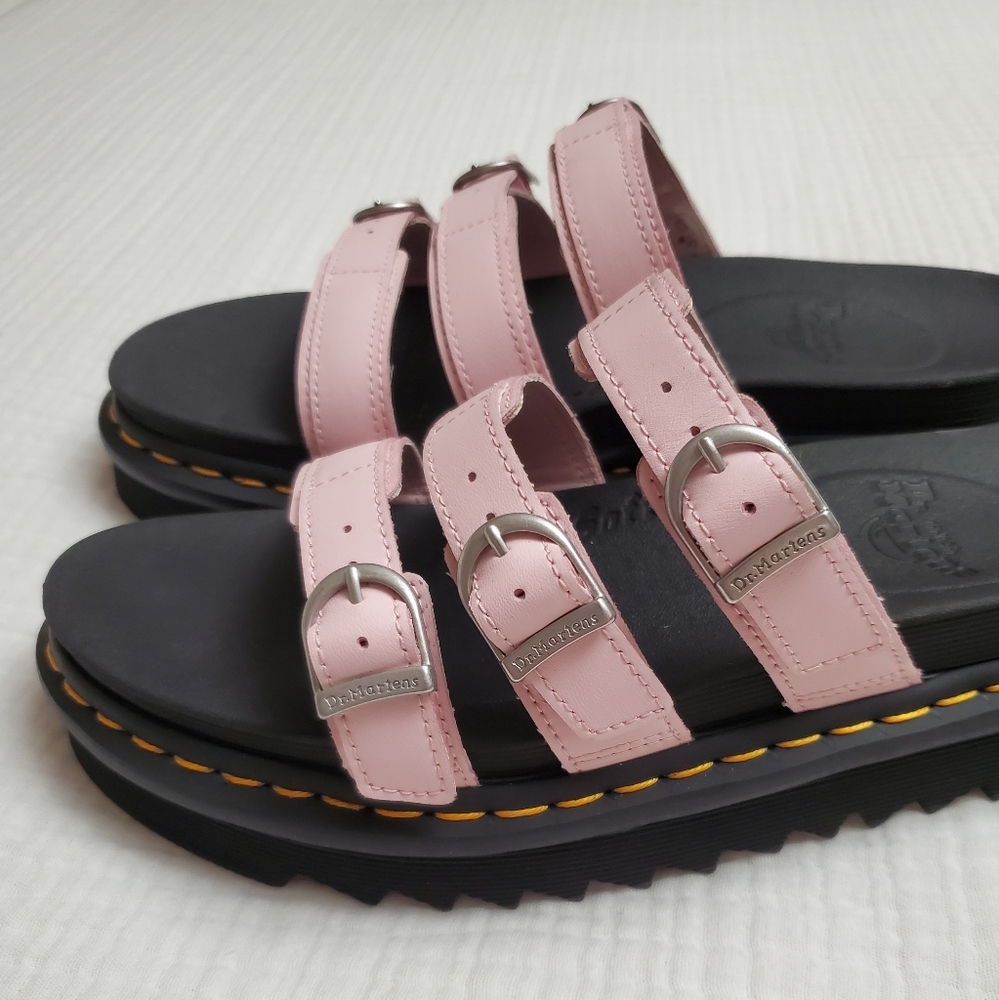 Dr Martens BLAIRE LEATHER SLIDE SANDALS Size 10 Classic Boho Retro Pastel Pink - Picture 10 of 16